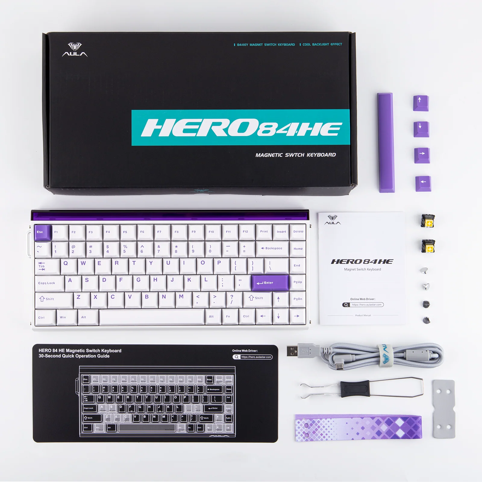 AULA HERO84 HE  (White Purple) + AULA SC620 Bundle - Image 19